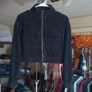 Aerie Black Cropped Utility Jacket